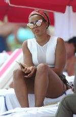 ANGELA SIMMONS in Bikini at a Beach in Miami 09/19/2015