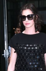 ANNE HATHAWAY Leves Her Hotel in New York 09/22/2015