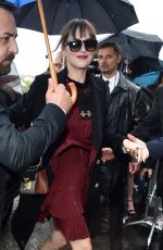 DAKOTA JOHNSON Arrives at Gucci Fashion Show in Milan 09/23/2015