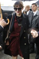 DAKOTA JOHNSON Arrives at Gucci Fashion Show in Milan 09/23/2015
