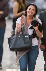 DEMI LOVATO and Her Dog Batman Leaves ABC Studios 08/31/2015