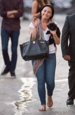 DEMI LOVATO and Her Dog Batman Leaves ABC Studios 08/31/2015