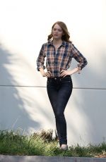 EMMA STONE on the Set of La La Land in Pasadena 09/24/2015