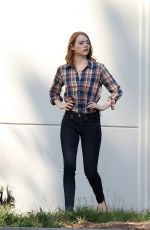 EMMA STONE on the Set of La La Land in Pasadena 09/24/2015