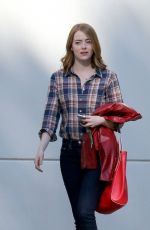 EMMA STONE on the Set of La La Land in Pasadena 09/24/2015