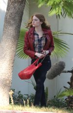 EMMA STONE on the Set of La La Land in Pasadena 09/24/2015