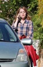 EMMA STONE on the Set of La La Land in Pasadena 09/24/2015