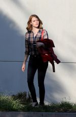 EMMA STONE on the Set of La La Land in Pasadena 09/24/2015