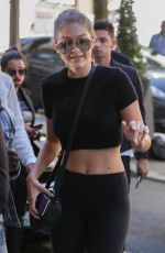 GIGI HADID Arrives at Royal Monceau Hotel in Paris 09/28/2015