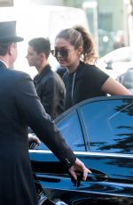 GIGI HADID Arrives at Royal Monceau Hotel in Paris 09/28/2015