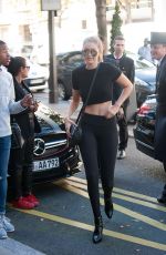 GIGI HADID Arrives at Royal Monceau Hotel in Paris 09/28/2015
