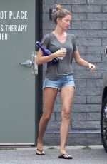 GISELE BUNDCHEN in Shorts at TB12 Sports Therapy Center in Foxborough 09/03/2015