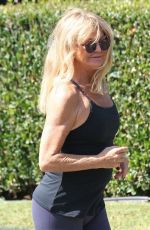 GOLDIE HAWN in Tights Out for a Walk in Brentwood