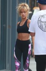 HAILEY BALDWIN in tank Top on the Set of a Photoshoot in New York 09/02/2015