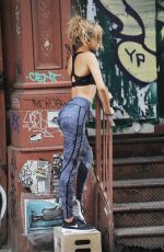 HAILEY BALDWIN in tank Top on the Set of a Photoshoot in New York 09/02/2015