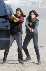 JAIMIE ALEXANDER on the Set of Blindspot in New York 09/08/2015