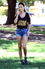 JAMIE CHUNG with Her Dog at a Park in British Columbia 09/30/2015