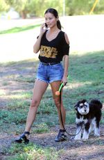 JAMIE CHUNG with Her Dog at a Park in British Columbia 09/30/2015