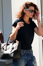 KATIE HOLMES in Ripped Jeans Out in Santa Monica 09/23/2015
