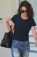 KATIE HOLMES in Ripped Jeans Out in Santa Monica 09/23/2015