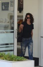 KATIE HOLMES in Ripped Jeans Out in Santa Monica 09/23/2015