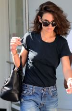 KATIE HOLMES in Ripped Jeans Out in Santa Monica 09/23/2015