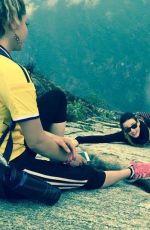 KATY PERRT Rock Climbing at Machu Picchu in Peru 09/24/2015