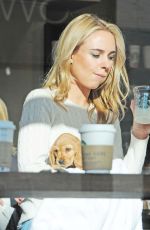 KIMBERLEY GARNER With Her New Puppy Out on Kings Road in London 09/04/2015