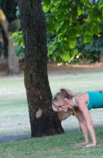 KIMBERLEY GARNER Working Out at a Park in London 02/09/2015