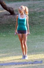 KIMBERLEY GARNER Working Out at a Park in London 02/09/2015