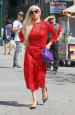LADY GAGA in Red Dress Out and About in New York 09/13/2015