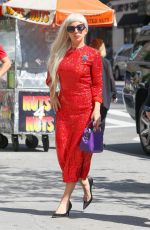 LADY GAGA in Red Dress Out and About in New York 09/13/2015