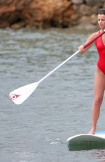 LUCY MECKLENBURGH in Red Swimsuit Paddleboarding in Spain 09/05/2015