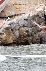 LUCY MECKLENBURGH in Red Swimsuit Paddleboarding in Spain 09/05/2015
