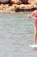 LUCY MECKLENBURGH in Red Swimsuit Paddleboarding in Spain 09/05/2015