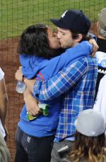 MILA KUNIS at Giants vs. Dogers Game at Dodgers Stadium in Los Angeles 09/02/2015