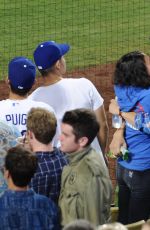 MILA KUNIS at Giants vs. Dogers Game at Dodgers Stadium in Los Angeles 09/02/2015