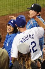 MILA KUNIS at Giants vs. Dogers Game at Dodgers Stadium in Los Angeles 09/02/2015