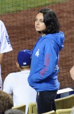 MILA KUNIS at Giants vs. Dogers Game at Dodgers Stadium in Los Angeles 09/02/2015