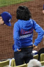 MILA KUNIS at Giants vs. Dogers Game at Dodgers Stadium in Los Angeles 09/02/2015