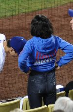 MILA KUNIS at Giants vs. Dogers Game at Dodgers Stadium in Los Angeles 09/02/2015