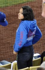 MILA KUNIS at Giants vs. Dogers Game at Dodgers Stadium in Los Angeles 09/02/2015