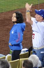MILA KUNIS at Giants vs. Dogers Game at Dodgers Stadium in Los Angeles 09/02/2015