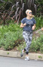 REESE WITHERSPOON Out Jogging in Brentwood 09/01/2015