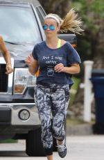 REESE WITHERSPOON Out Jogging in Brentwood 09/01/2015