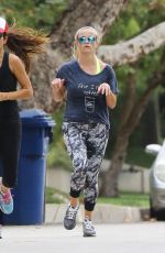 REESE WITHERSPOON Out Jogging in Brentwood 09/01/2015