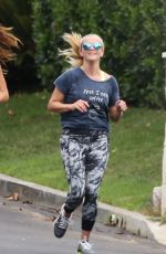 REESE WITHERSPOON Out Jogging in Brentwood 09/01/2015