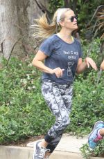 REESE WITHERSPOON Out Jogging in Brentwood 09/01/2015