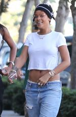 RIHANNA in Ripped Jeans Out in Los Angeles 09/06/2015
