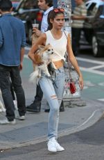 SARA SAMPAIO Walks Her Dog Out in New York 09/24/2015